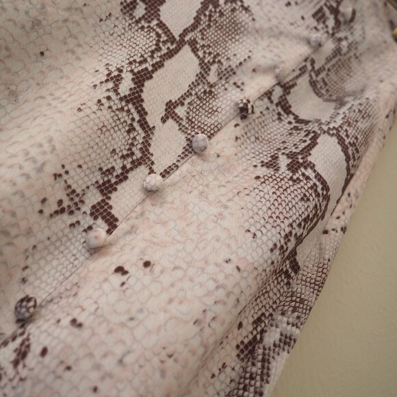 ! LBD by Design Satin Snake Reptile Print Side Slit Midi Skirt sz S - Picture 4 of 6